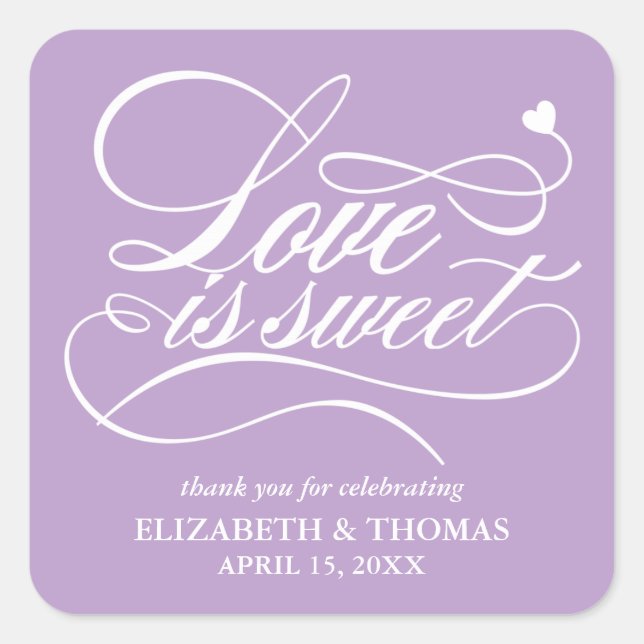 CLASSY ELEGANT LOVE IS SWEET WEDDING STICKERS (Front)