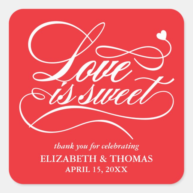 CLASSY ELEGANT LOVE IS SWEET WEDDING STICKERS (Front)