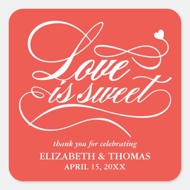 CLASSY ELEGANT LOVE IS SWEET WEDDING STICKERS (Front)