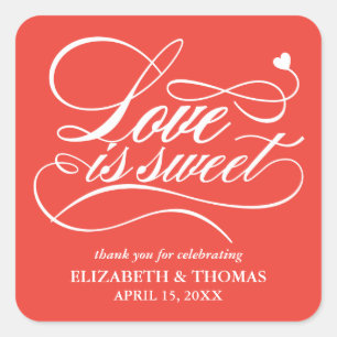 CLASSY ELEGANT LOVE IS SWEET WEDDING STICKERS