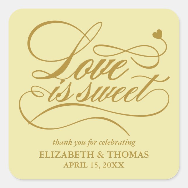 CLASSY ELEGANT LOVE IS SWEET WEDDING STICKERS (Front)