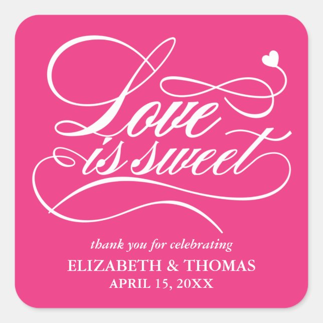 CLASSY ELEGANT LOVE IS SWEET WEDDING STICKERS (Front)