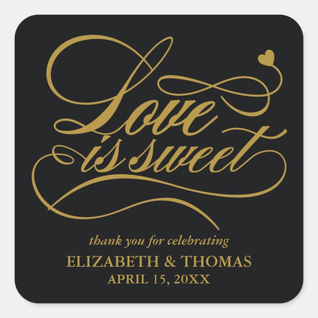 CLASSY ELEGANT LOVE IS SWEET WEDDING STICKERS (Front)