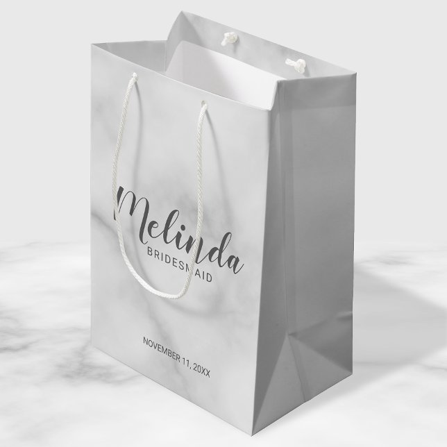 Classy Elegant Marble Personalised Bridesmaids Medium Gift Bag (Creator Uploaded)