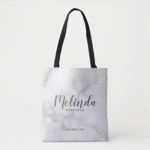 Classy Elegant Marble Personalised Bridesmaids Tote Bag