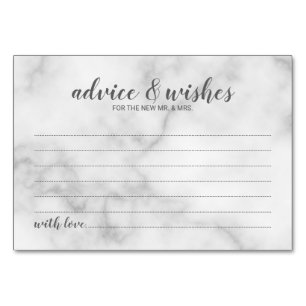 Classy Elegant Marble Wedding Advice and Wishes Table Number