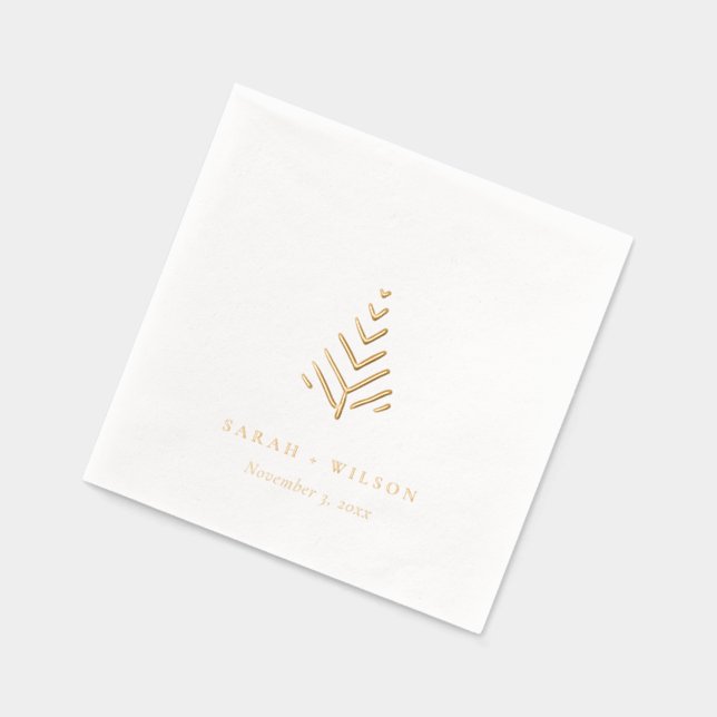Classy Elegant Minimal Simple Tree Wedding Foil Napkins (Left)