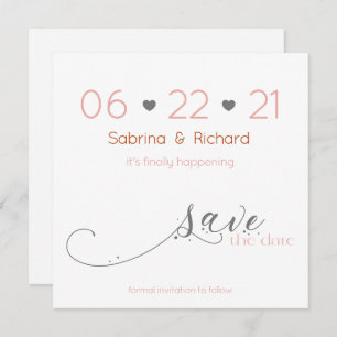 Classy Elegant Minimalist Blush Save the Date Invitation