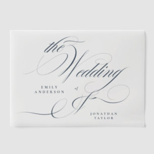 Classy Elegant Navy Blue Calligraphy Wedding Vellum Invitations