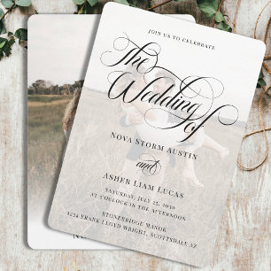 Classy Elegant Photo Overlay QR Code Wedding Invitation