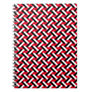 Classy & Elegant Red Art Deco Herringbone Pattern Notebook