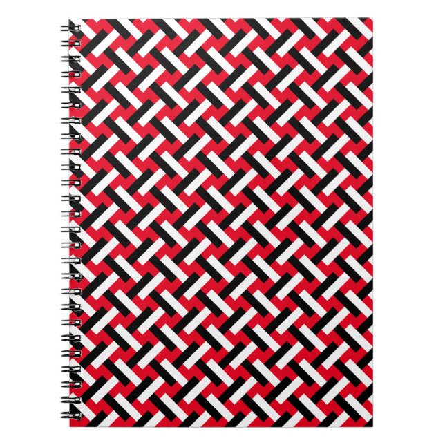 Classy & Elegant Red Art Deco Herringbone Pattern Notebook (Front)