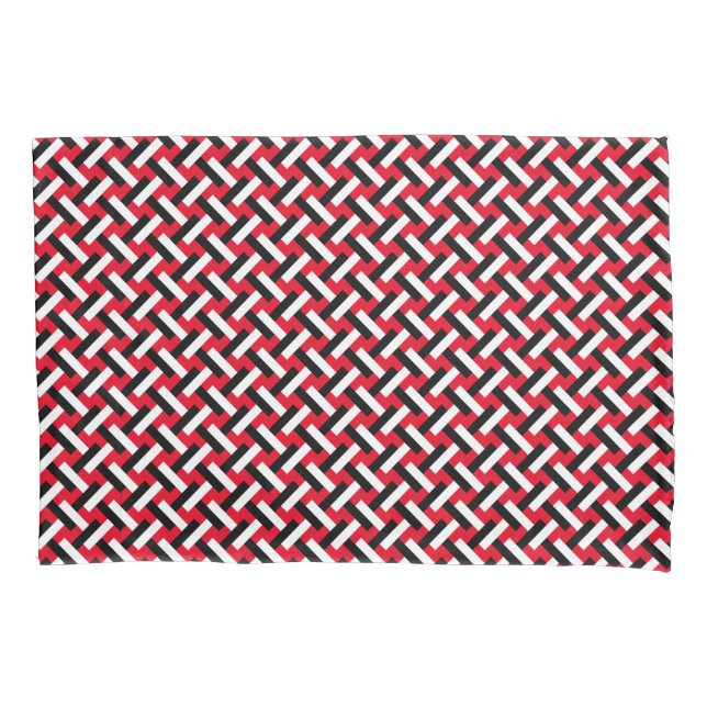 Classy & Elegant Red Art Deco Herringbone Pattern Pillowcase (Front)