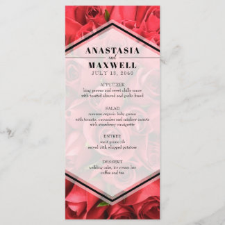 Classy Elegant Red Roses Wedding Wedding Menu
