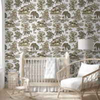 Classy Elegant Rustic Beige Horse Toile