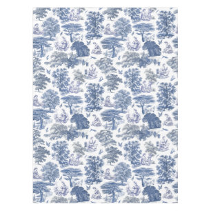 Classy Elegant Rustic Blue Country Toile Tablecloth