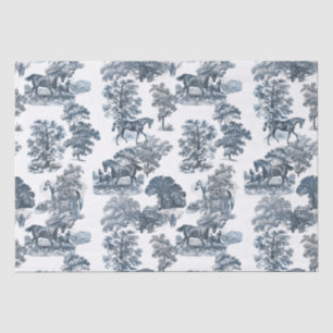Classy Elegant Rustic Blue Horses Country Toile  Tissue Paper