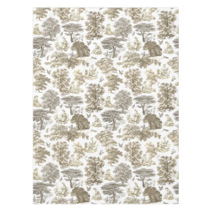Classy Elegant Rustic Gold Beige Country Toile Tablecloth
