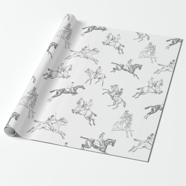 Classy Elegant Rustic Horse Riding Country Toile  Wrapping Paper (Unrolled)