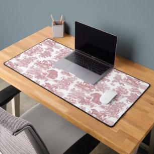 Classy Elegant Rustic Pink Horses Country Toile Desk Mat