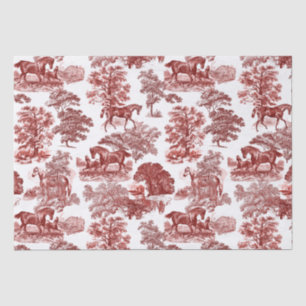 Classy Elegant Rustic Red Horses Country Toile Tissue Paper
