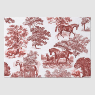 Classy Elegant Rustic Red Horses Country Toile Tissue Paper