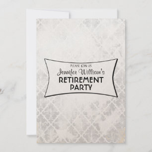 Classy Elegant Silver Damask retirement party Invitation