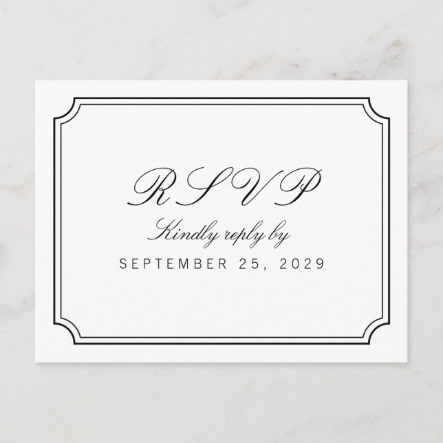 Classy Elegant Simple White Response RSVP Postcard (Front)