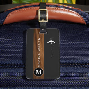 Classy Elegant Traveller Wood monogrammed Name Luggage Tag