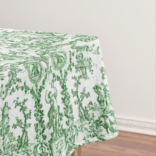 Classy Elegant Vintage Green French Country Toile Tablecloth