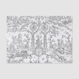 Classy Elegant Vintage Grey French Country Toile Tissue Paper