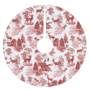 Classy Elegant Vintage Red Deer in Woodland Brushed Polyester Tree Skirt