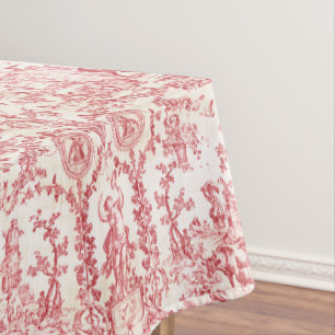Classy Elegant Vintage Red French Country Toile Tablecloth