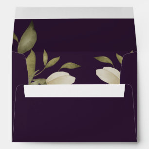 Classy elegant watercolor foliage modern purple envelope