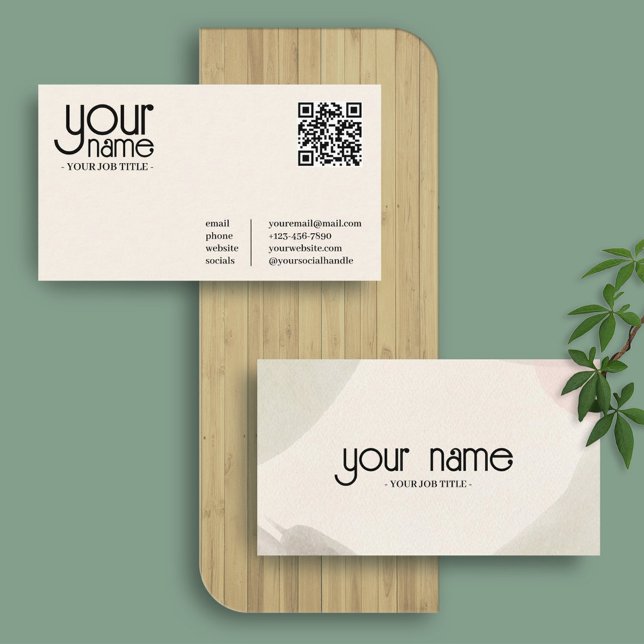 Classy Elegant Watercolor Light Pink QR Code Business Card (Creator Uploaded)