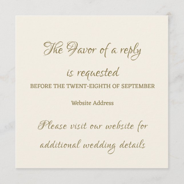 Classy Elegant Wedding Reply Card Insert (Front)