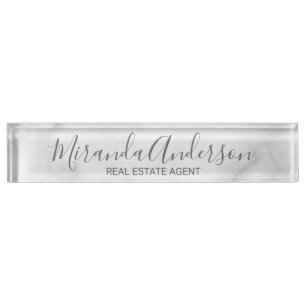 Classy Elegant White Marble Nameplate