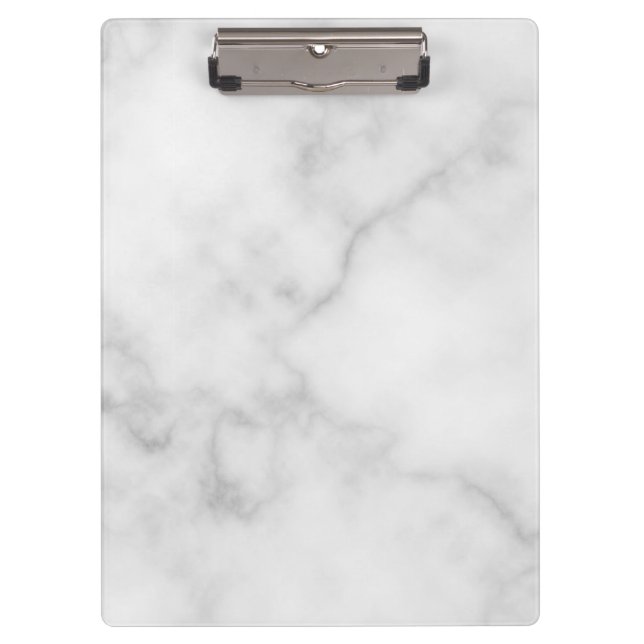 Classy Elegant White Marble Pattern Clipboard (Front)