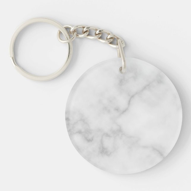 Classy Elegant White Marble Pattern Key Ring (Front)