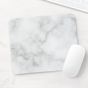 Classy Elegant White Marble Pattern Mouse Mat