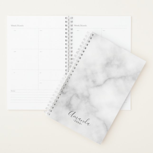 Classy Elegant White Marble Pattern Planner (Display)