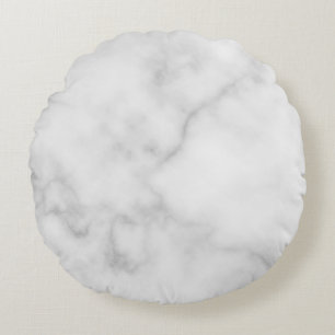 Classy Elegant White Marble Pattern Round Cushion
