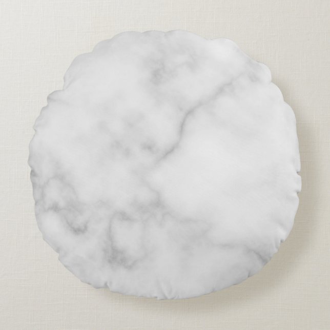 Classy Elegant White Marble Pattern Round Cushion (Front)