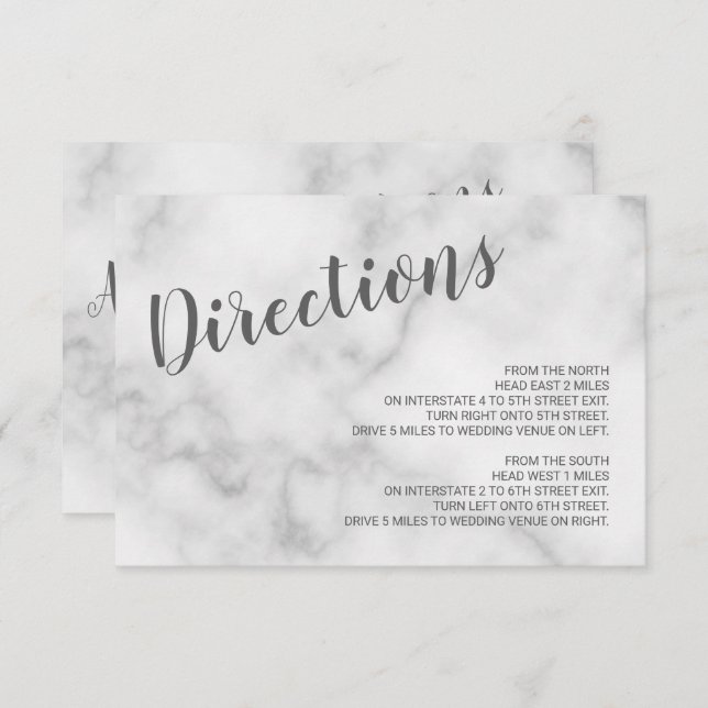 Classy Elegant White Marble Wedding Details Invitation (Front/Back)