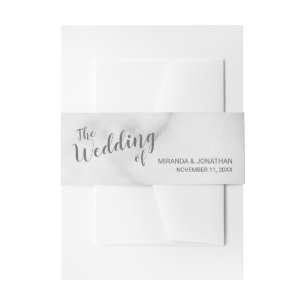 Classy Elegant White Marble Wedding Invitation Belly Band