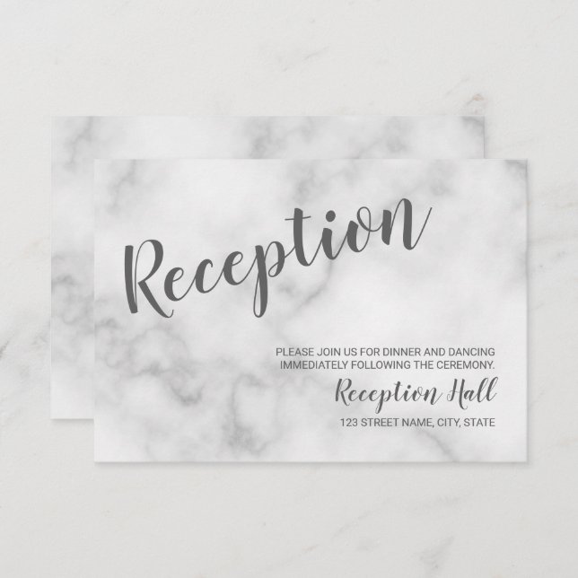 Classy Elegant White Marble Wedding Reception Invitation (Front/Back)