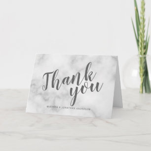Classy Elegant White Marble Wedding Thank You Card