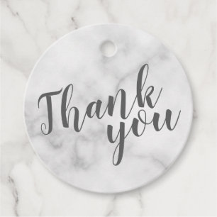 Classy Elegant White Marble Wedding Thank You Favour Tags
