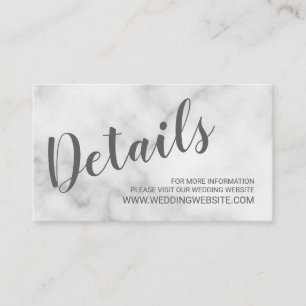 Classy Elegant White Marble Wedding Website Card