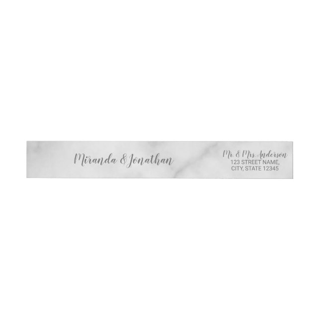 Classy Elegant White Marble Wedding Wrap Around Label (Individual)